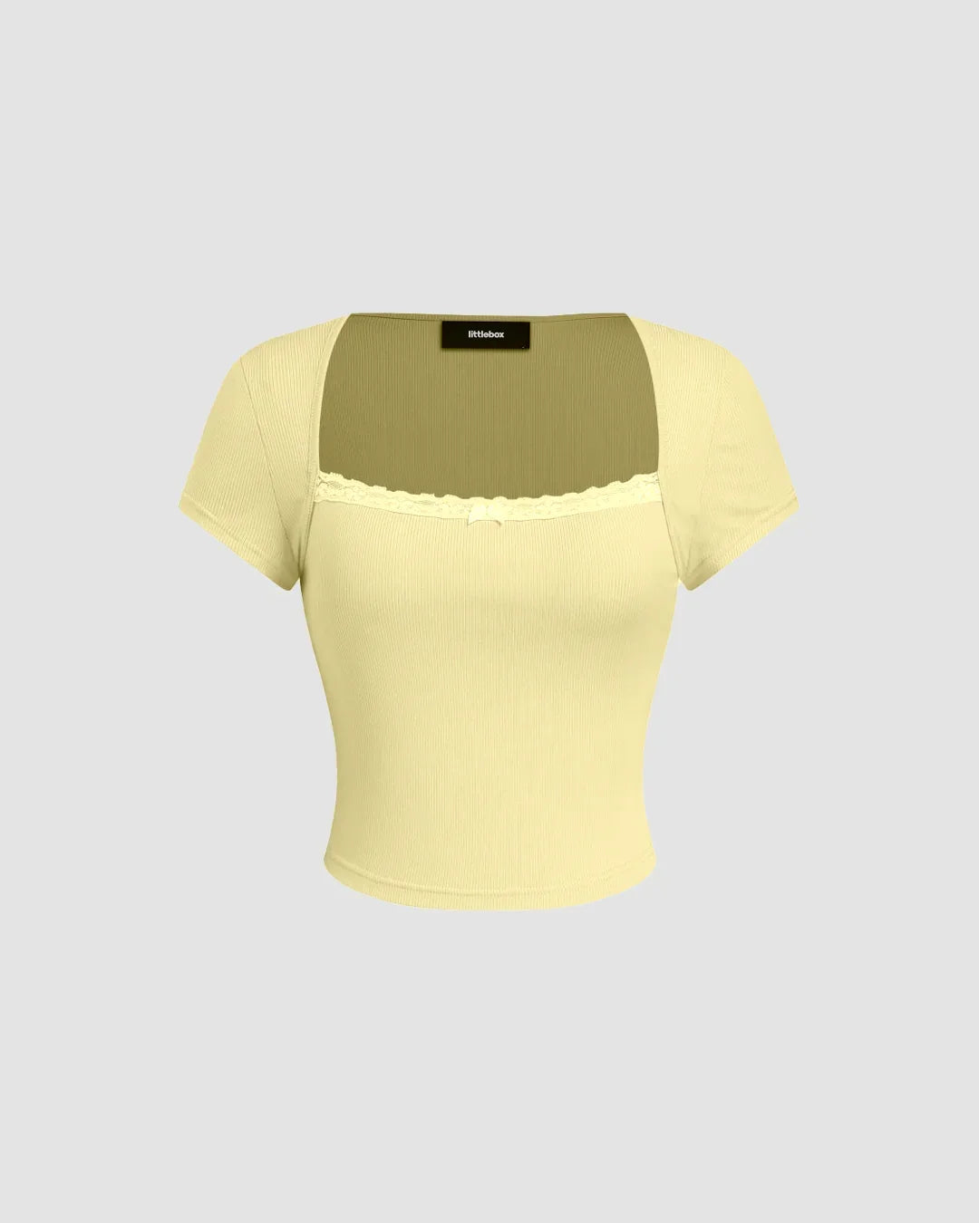 Vanilla Fitted Top with Sheer Neckline Detail
