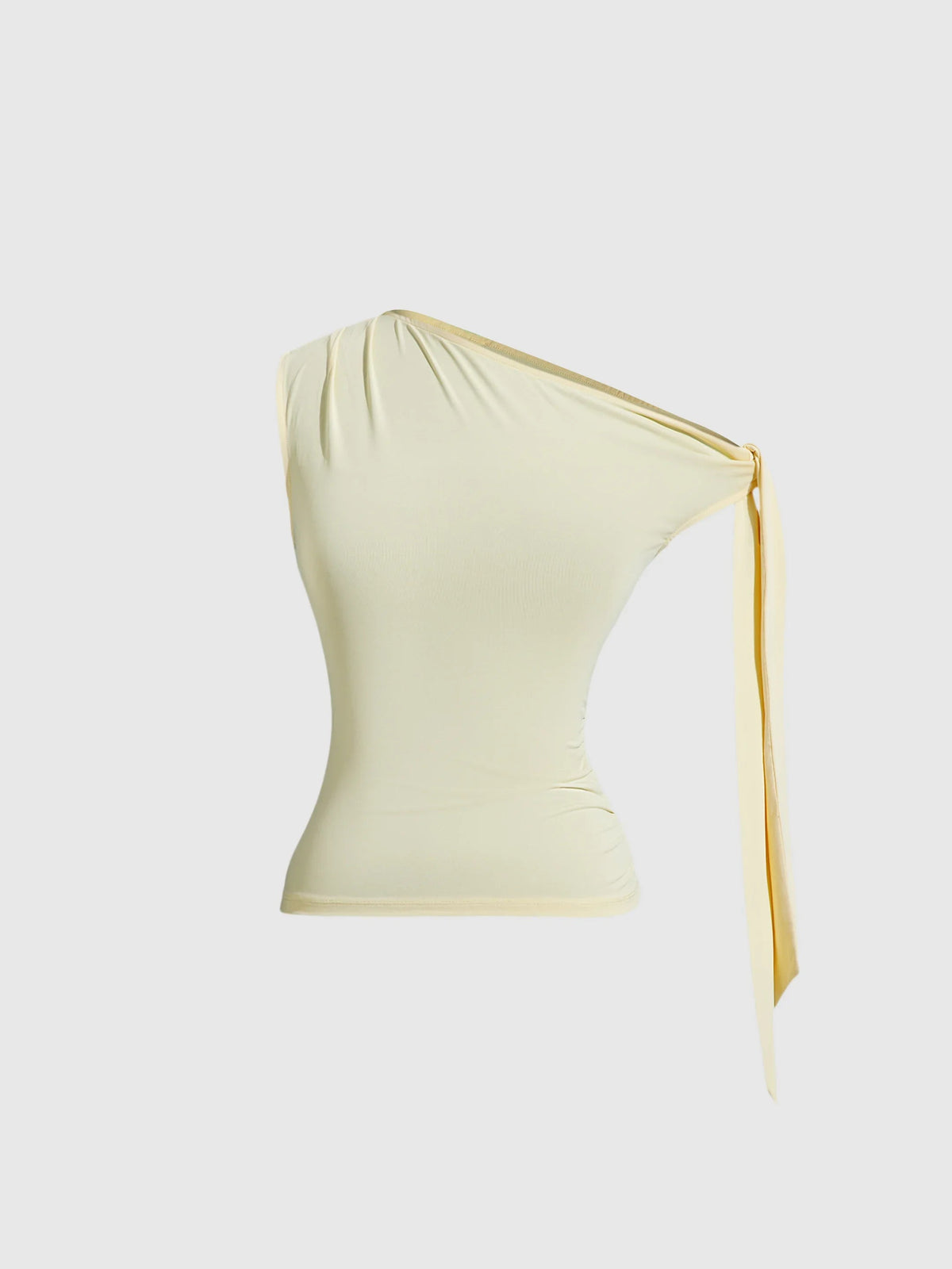 Vanilla One-Shoulder Asymmetric Tie Detail Top