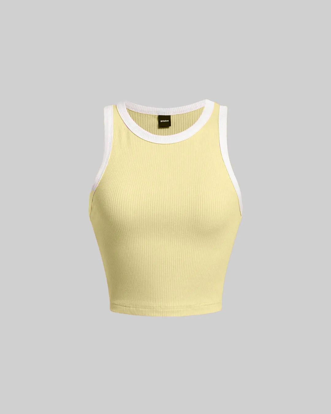 Vanilla Ribbed Tank Top with White Trim