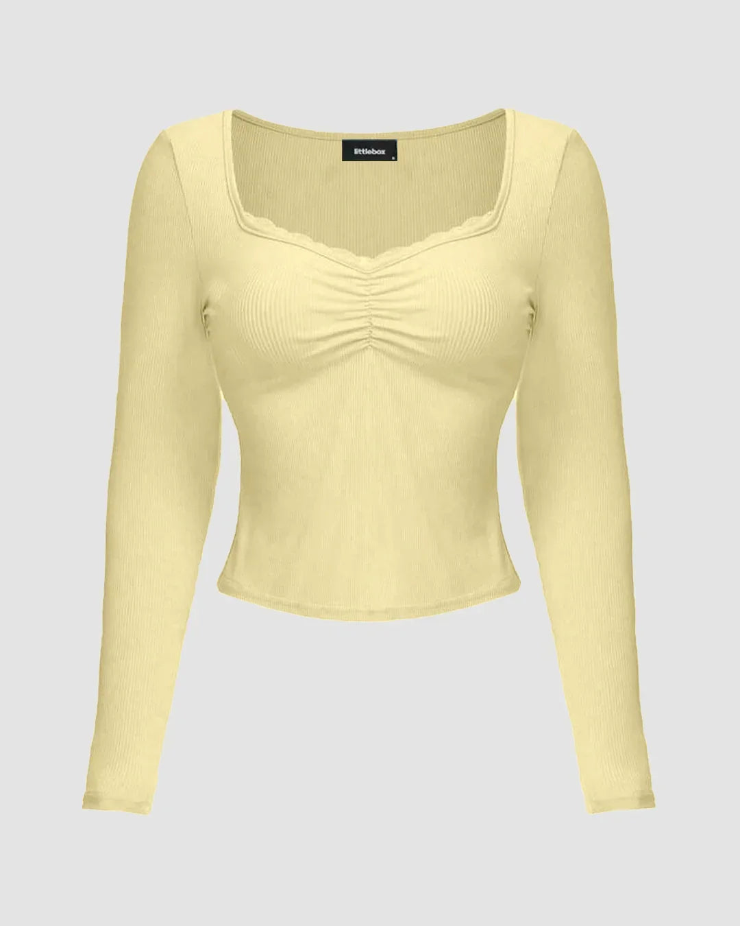 Vanilla Ruched Front Mesh Full Sleeve Top