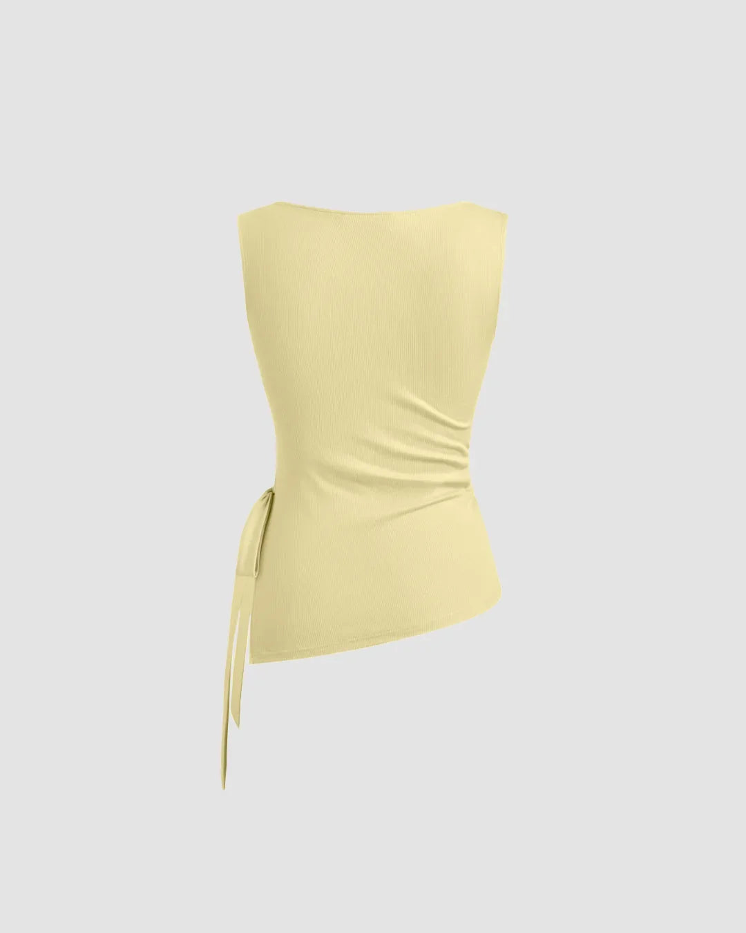 Vanilla Sleeveless High Neck Ruched Side Top