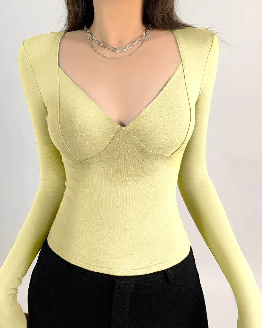 Vanilla V-Neck Long Sleeve Top