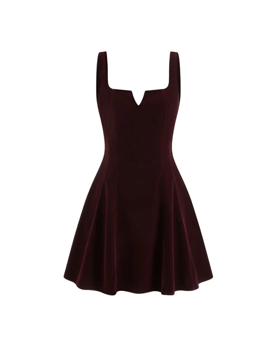 Velvet V-neck Ruffle Mini Dress in Maroon