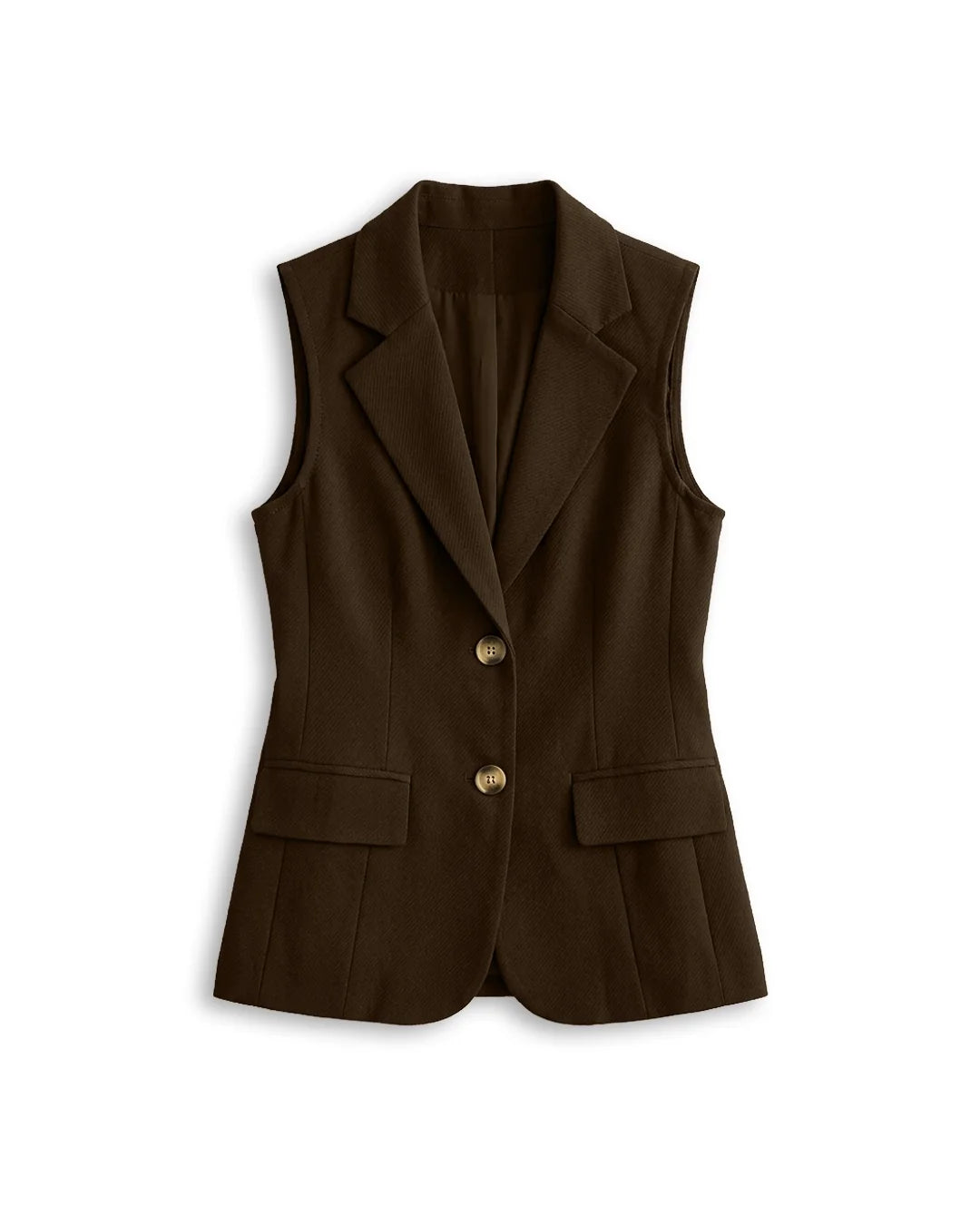 Tailored Sleeveless Blazer Waistcoat In Cocoa Brown