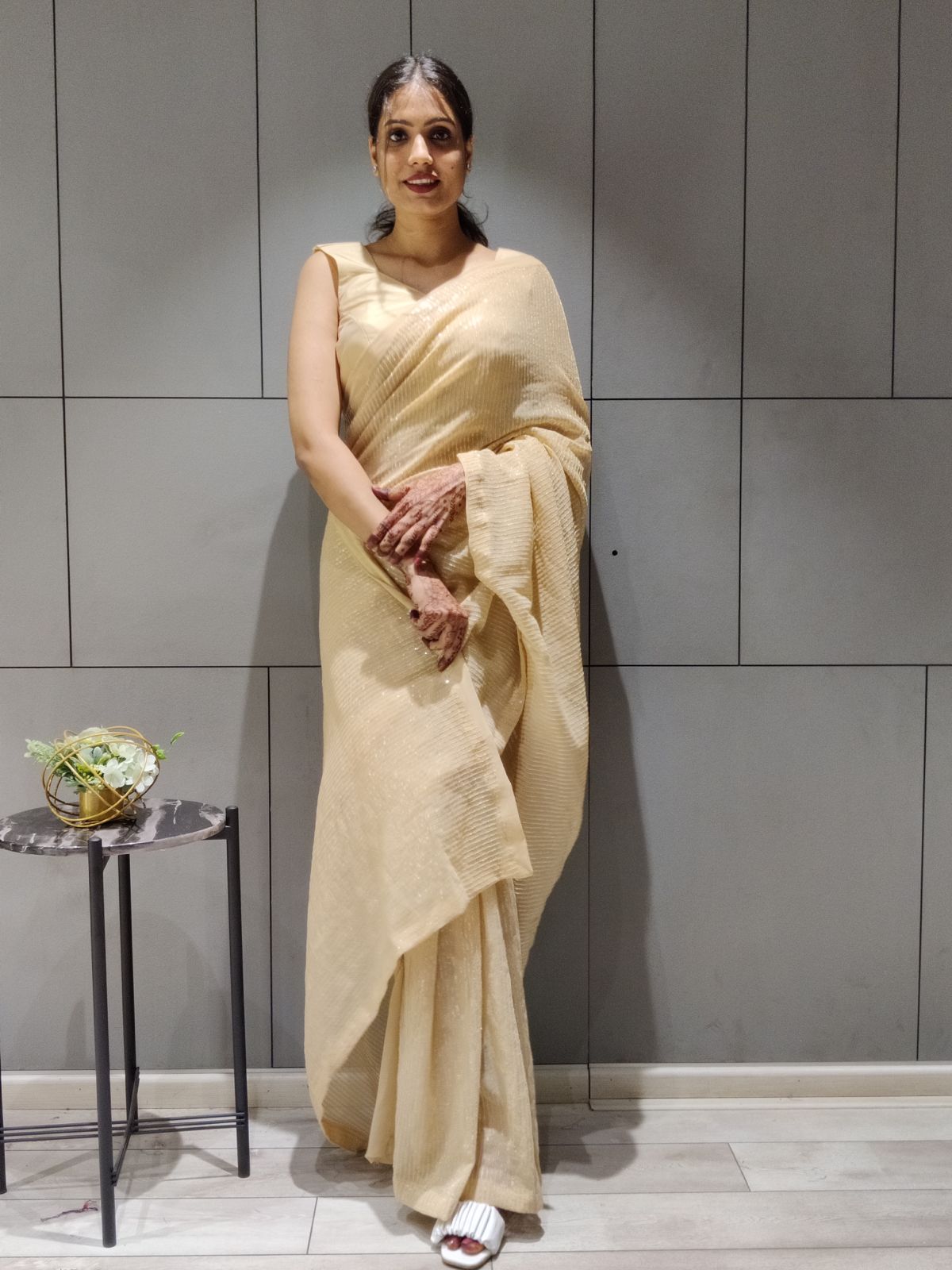 Ready to wear Georgette Saree with Heavy Sequence Work