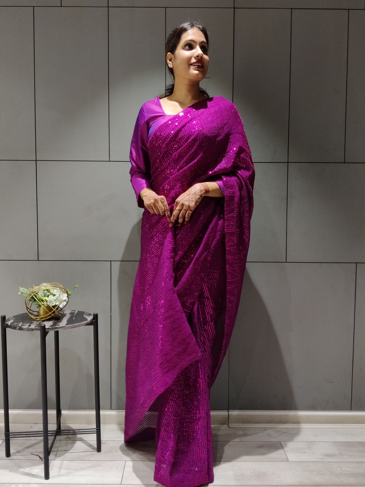 Ready to wear Georgette Saree with Heavy Sequence Work