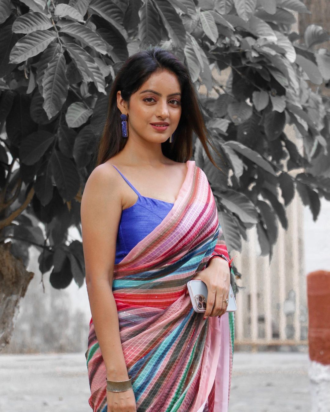 Georgette Colorful Saree with Crochet and Sequence Work