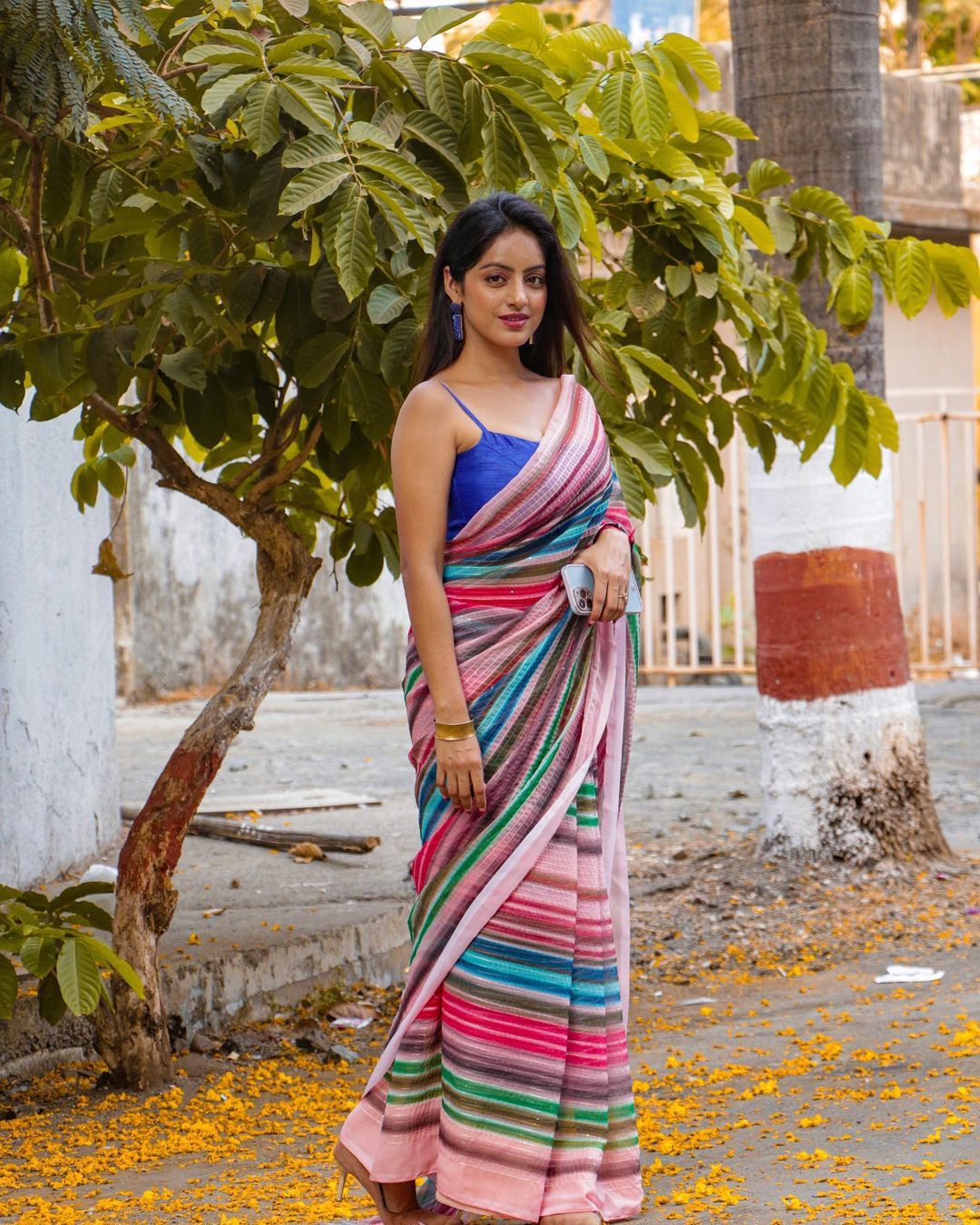 Georgette Colorful Saree with Crochet and Sequence Work