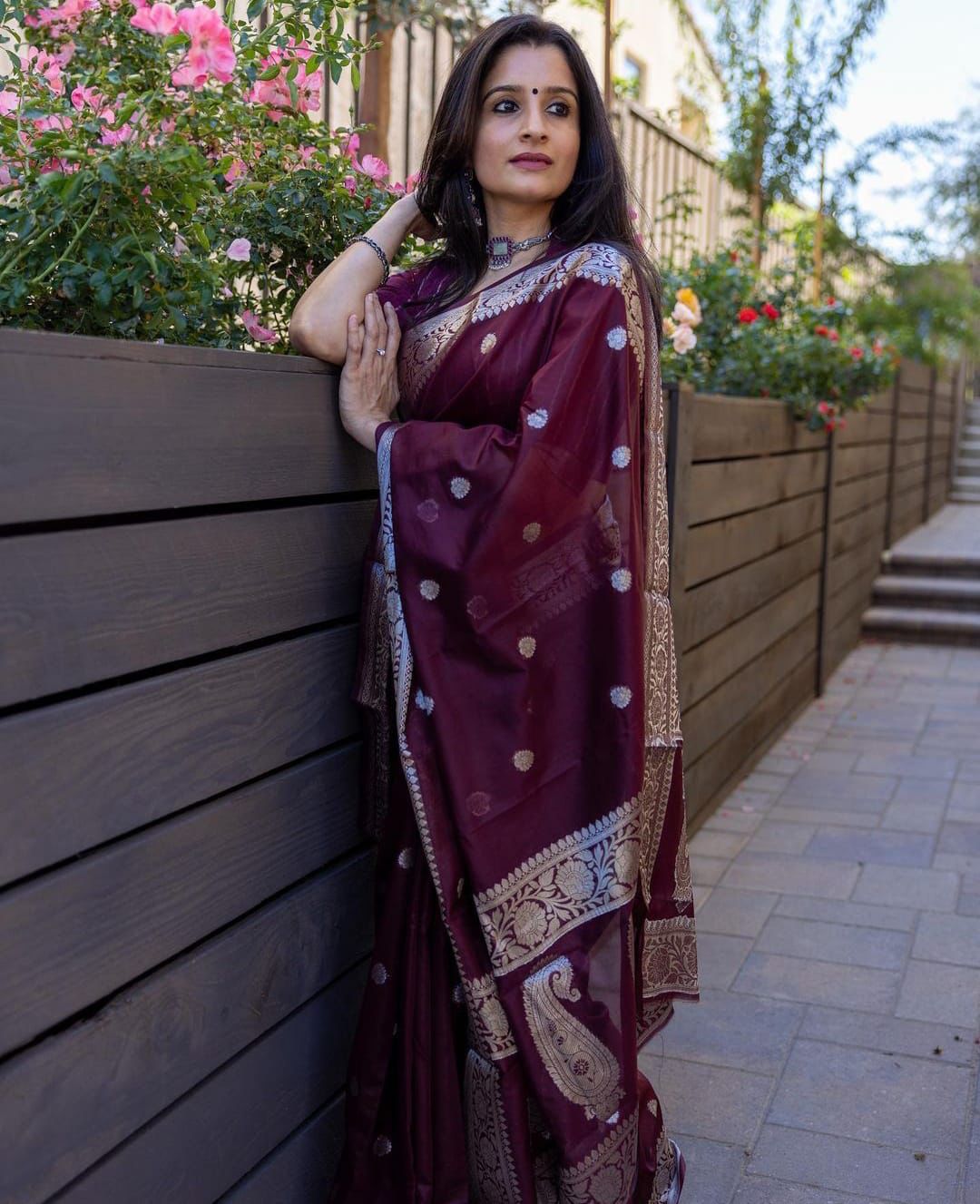 Arresting Maroon Soft Banarasi Silk Saree With Unique Blouse Piece