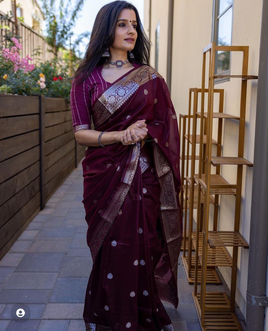 Arresting Maroon Soft Banarasi Silk Saree With Unique Blouse Piece