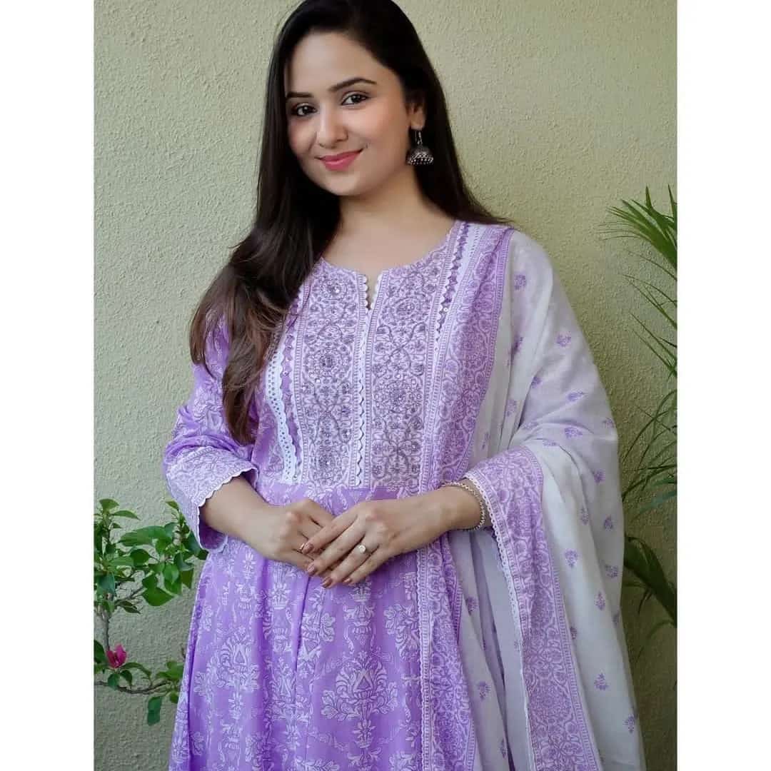 Festive Anarkali Kurti set with beautiful prints and intricate embroidery