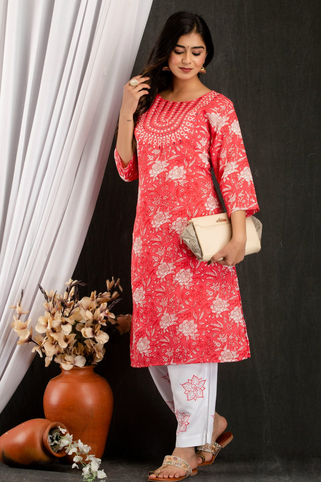 Beautiful Hand Block Print Rayon Kurti with Pant