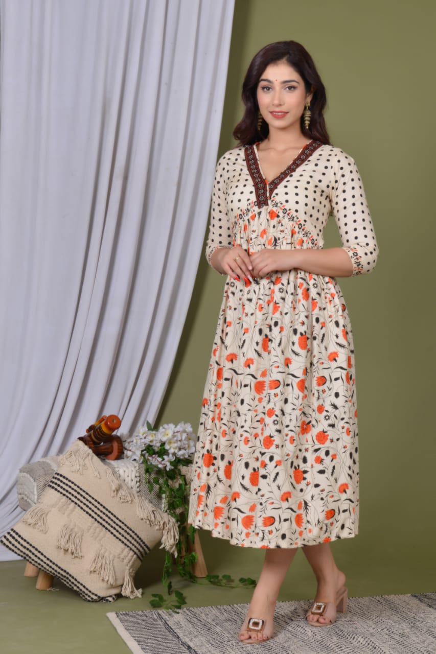 Elegant Rayon Midi Gown with Convenient Side Pocket
