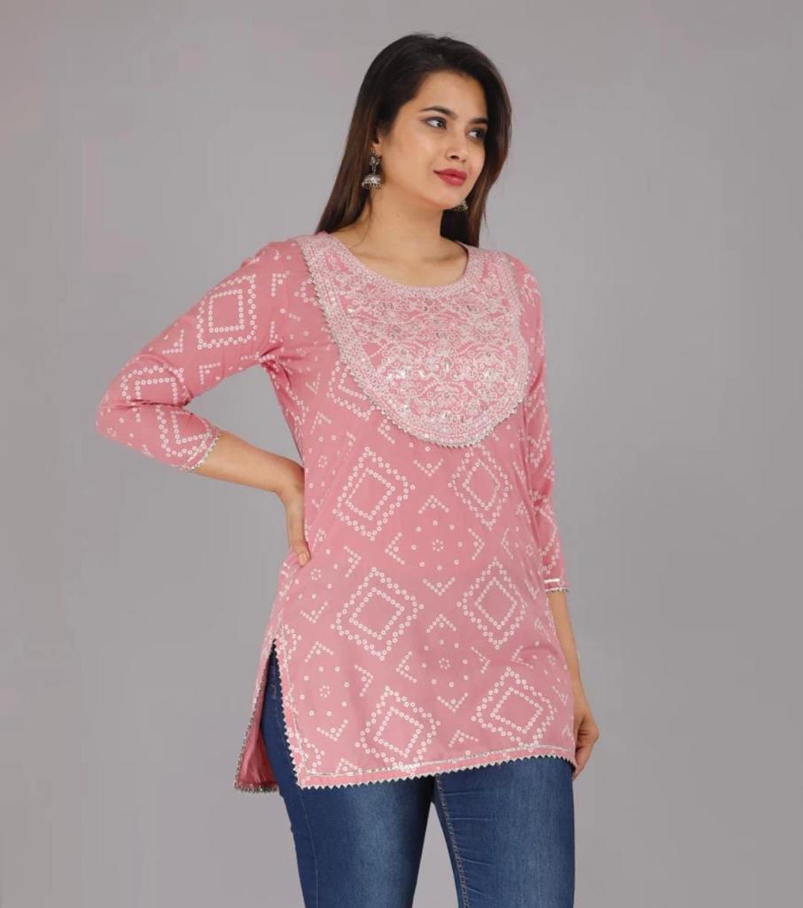 Printed Embroidery Rayon Top - Beautifully Embellished with Intricate Designs