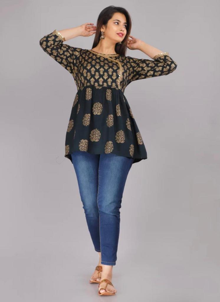 Printed Embroidery Rayon Top - Beautifully Embellished with Intricate Designs