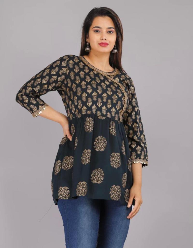 Printed Embroidery Rayon Top - Beautifully Embellished with Intricate Designs