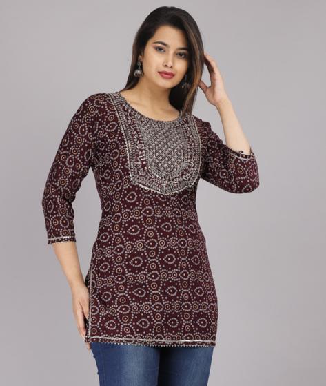 Printed Embroidery Rayon Top - Beautifully Embellished with Intricate Designs