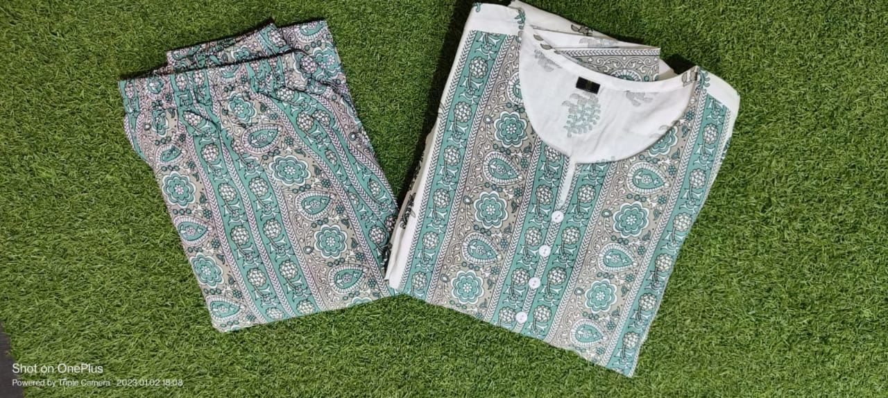 Pure Rayon Long Slit Kurta Pant Set