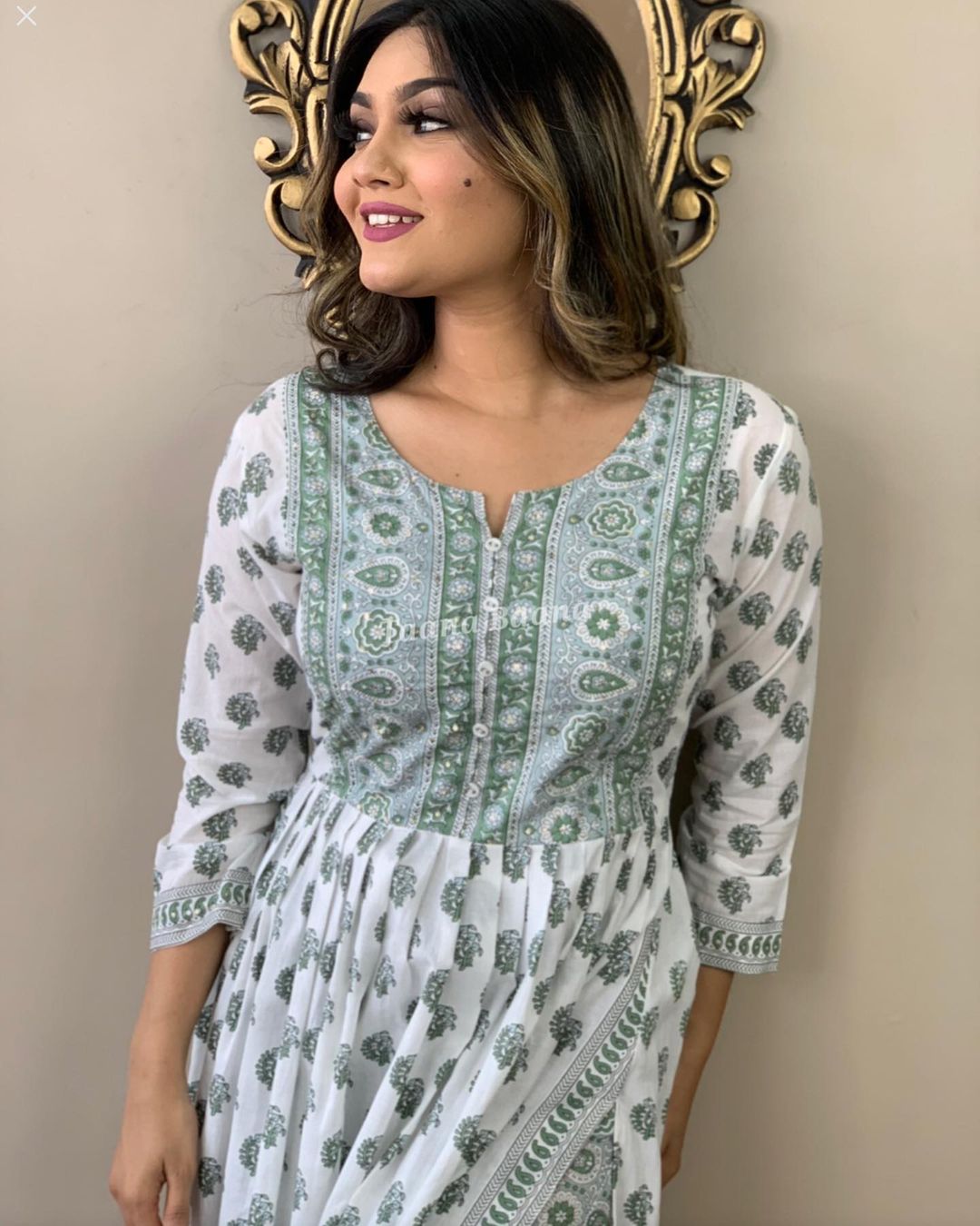 Pure Rayon Long Slit Kurta Pant Set