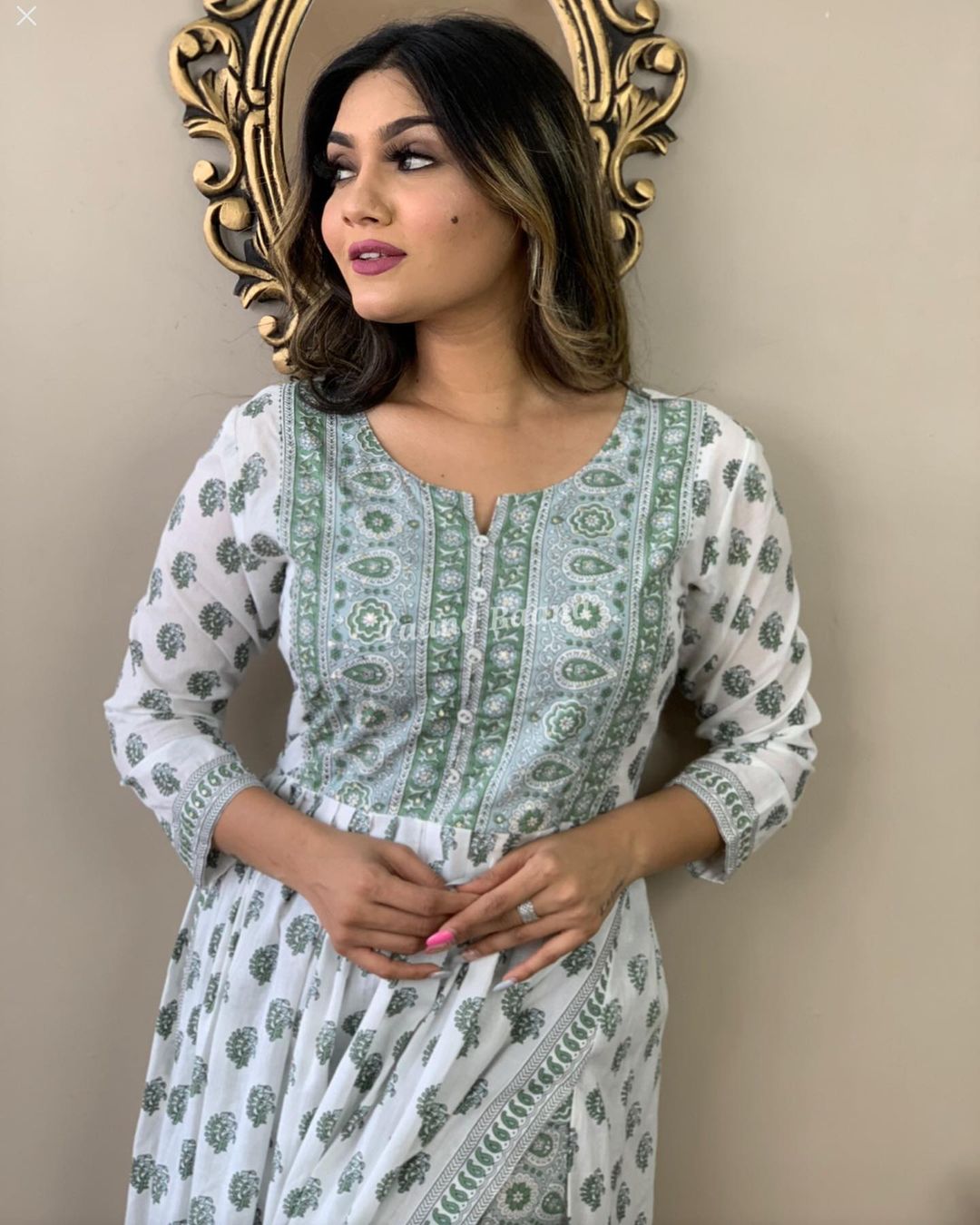 Pure Rayon Long Slit Kurta Pant Set