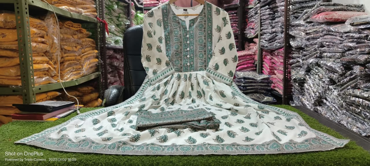 Pure Rayon Long Slit Kurta Pant Set