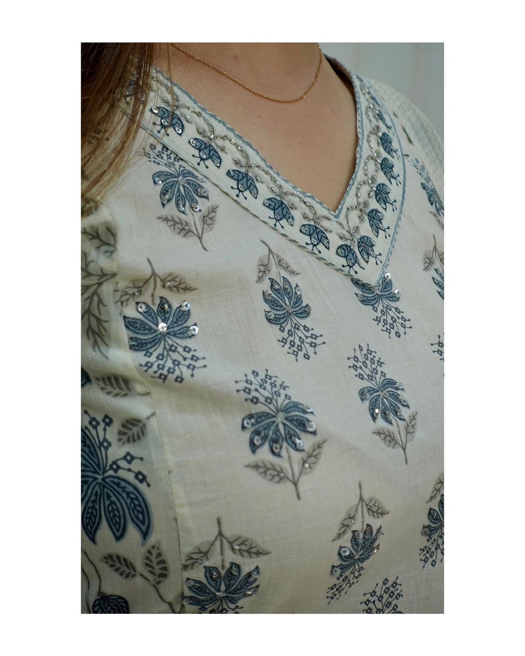 White-Grey Floral Afghani Suit Set with Waist Tassels and Motifs