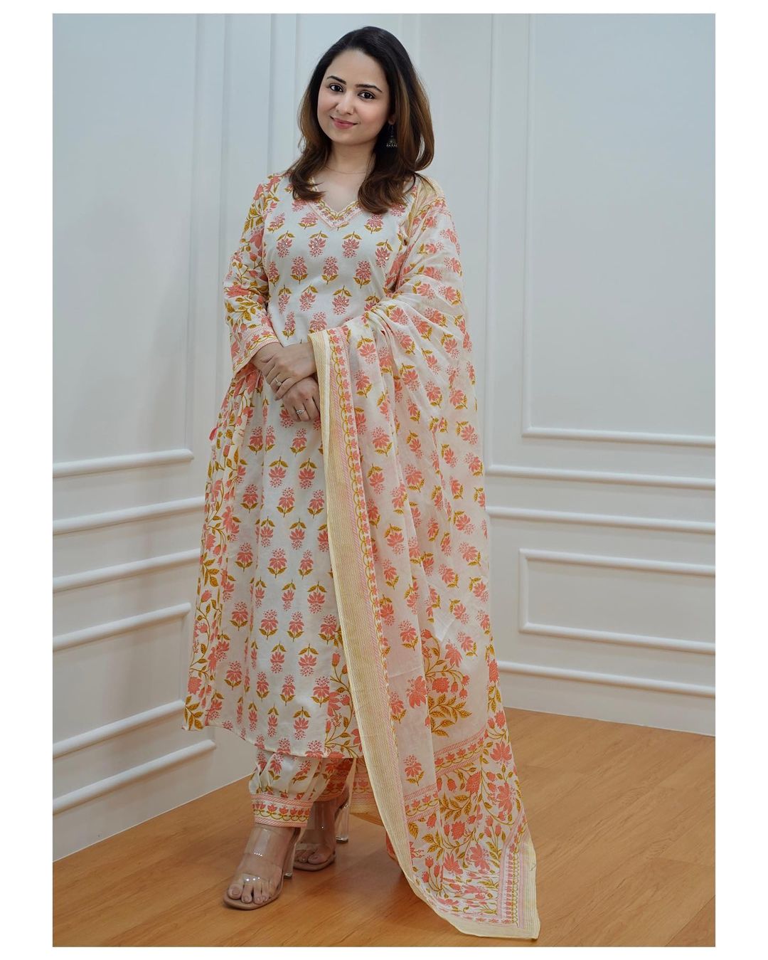 Traditional Afghani Suit Set with Side Waist Tassels and Motifs