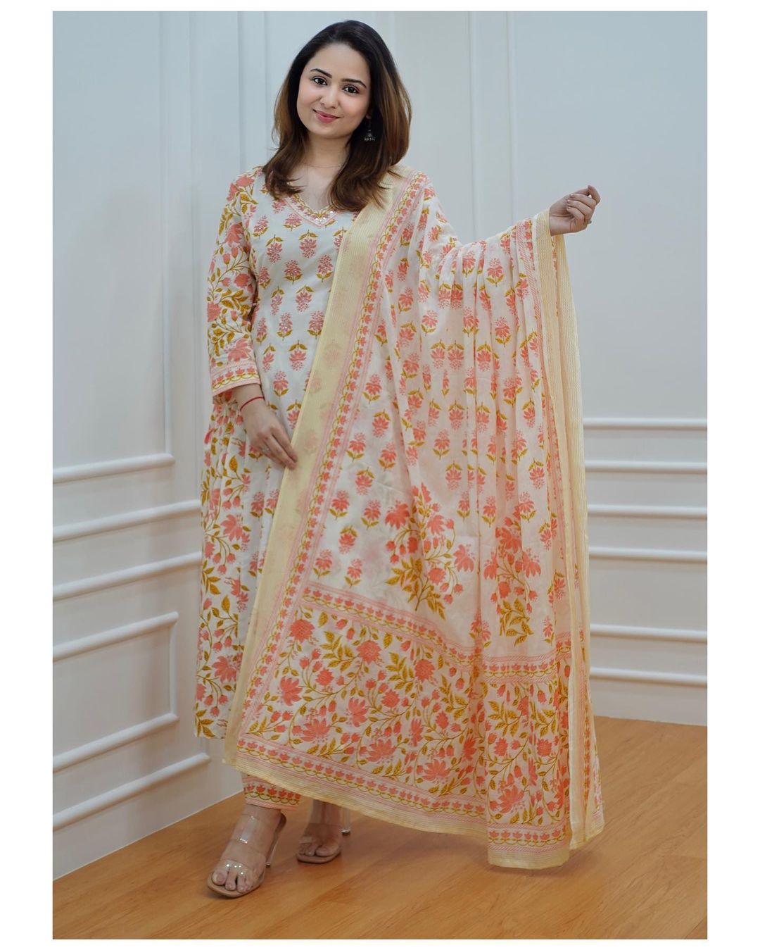 Traditional Afghani Suit Set with Side Waist Tassels and Motifs