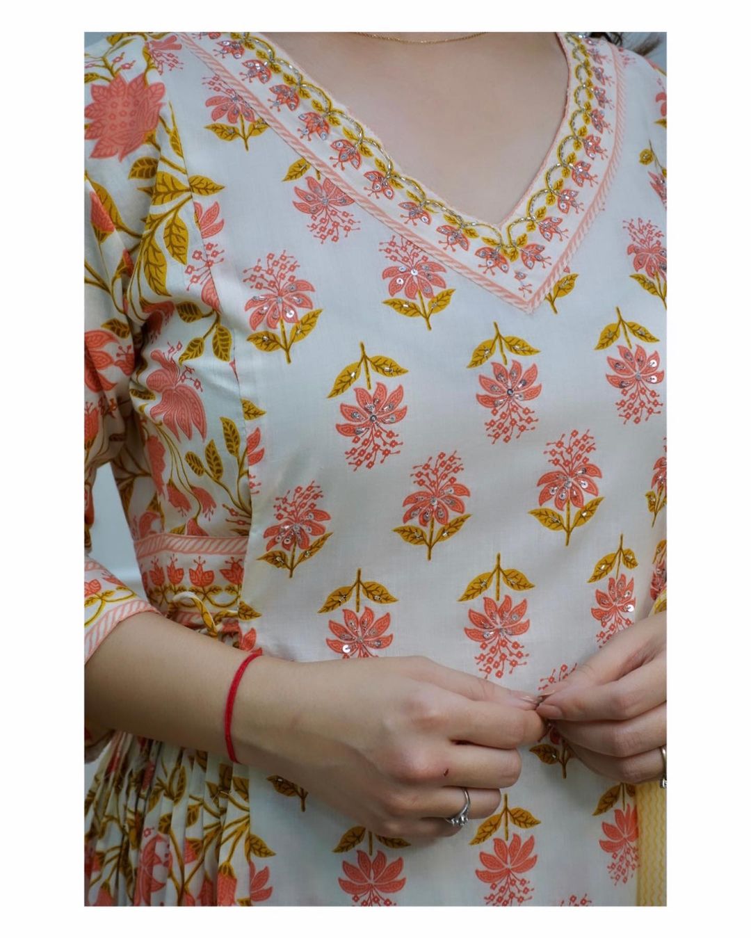 Traditional Afghani Suit Set with Side Waist Tassels and Motifs