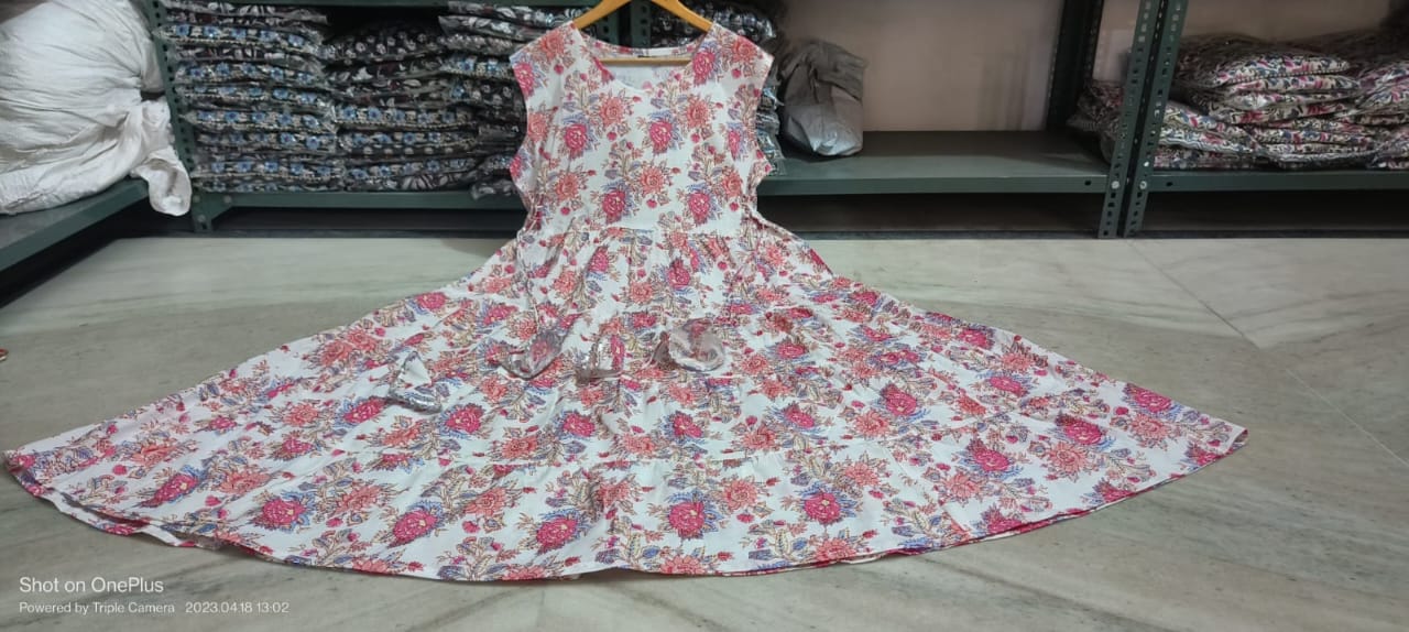 Pink Cotton Floral Maxi Dress