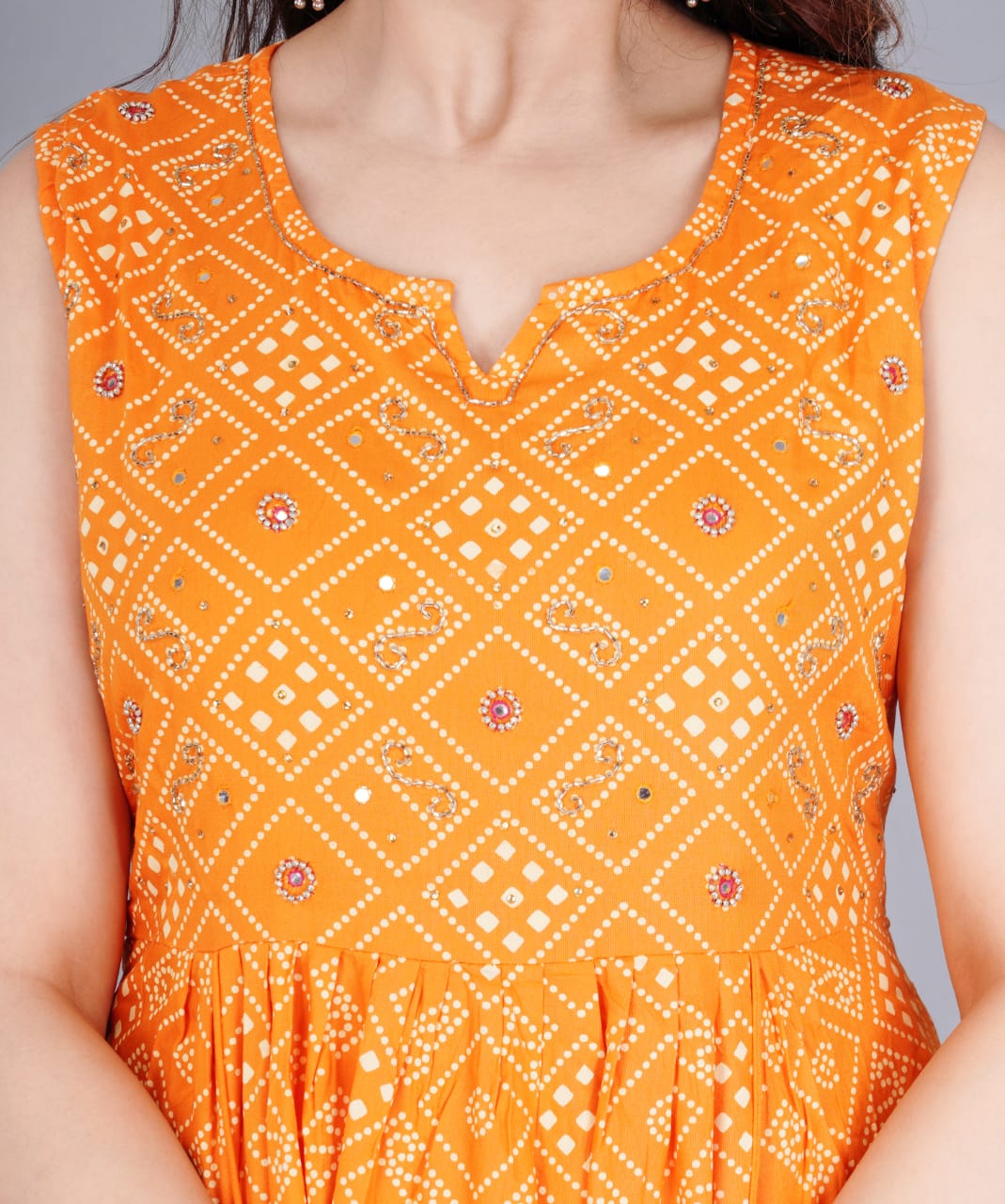 Exquisite Hand-Worked Nayra Cut Kurti Set with Pant and Embroidered Border Dupatta
