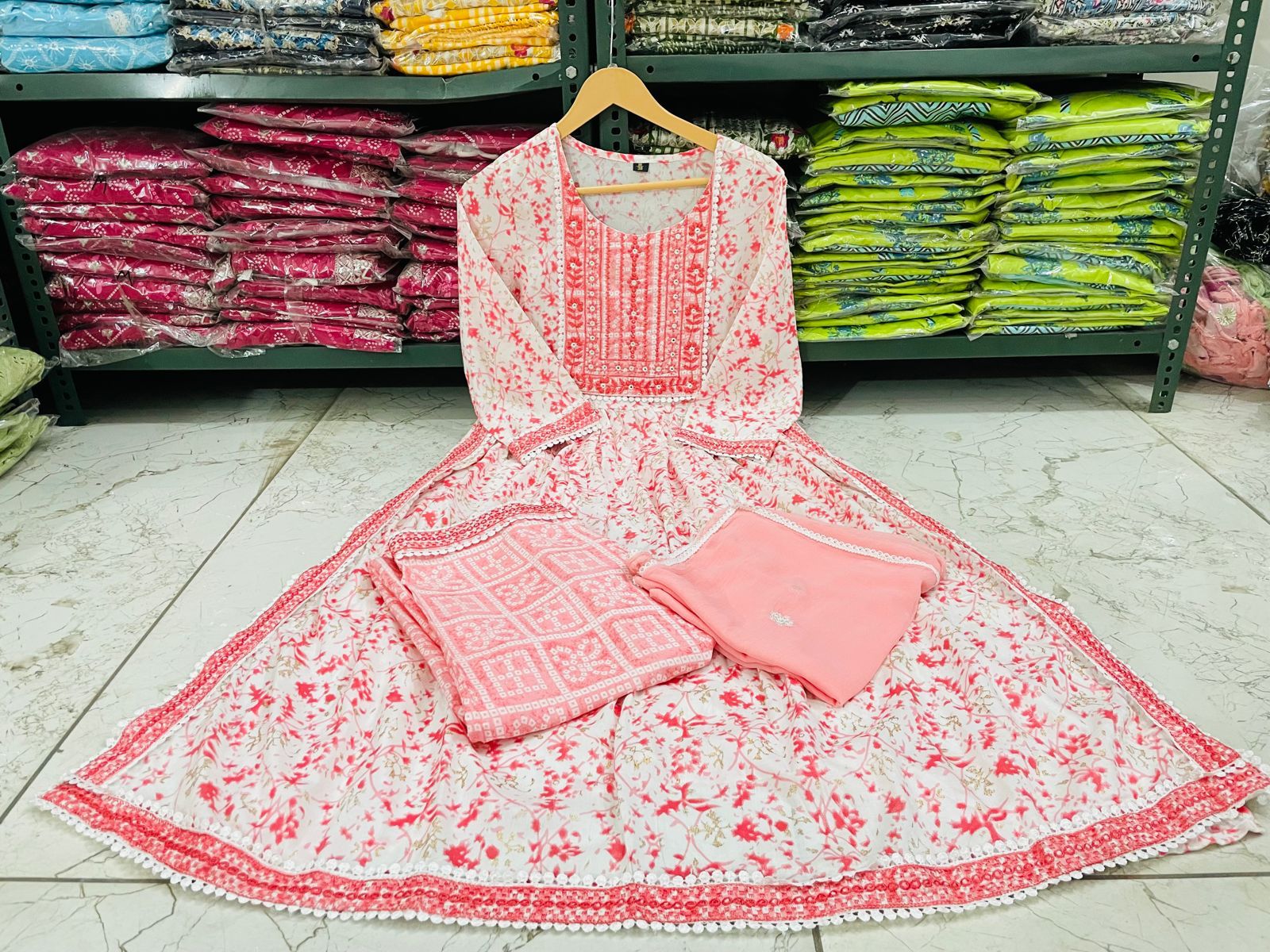 Exquisite Pink Rayon Nayra Kurti Set with Mirror Embroidered Work