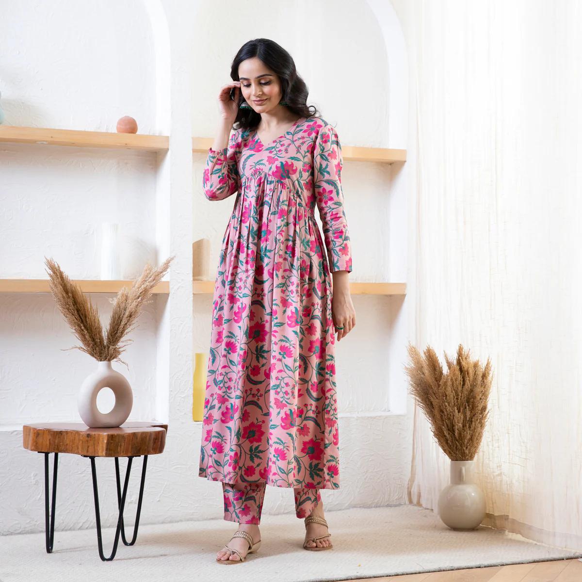 Elegance Reimagined: Pink Rayon Naira Cut Suit with Pant