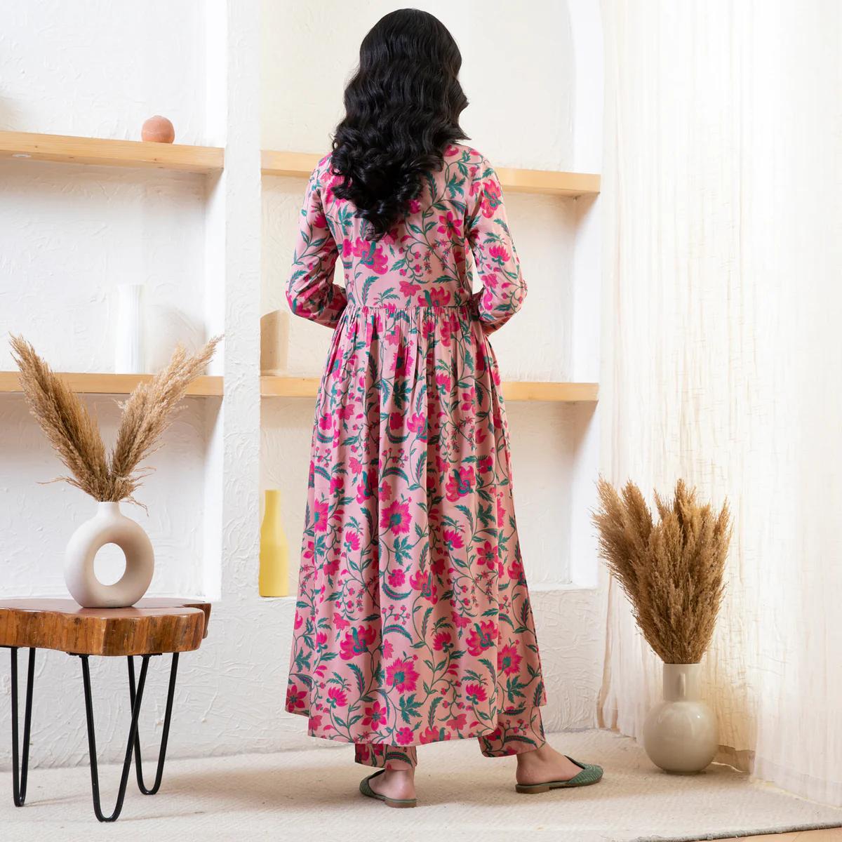 Elegance Reimagined: Pink Rayon Naira Cut Suit with Pant