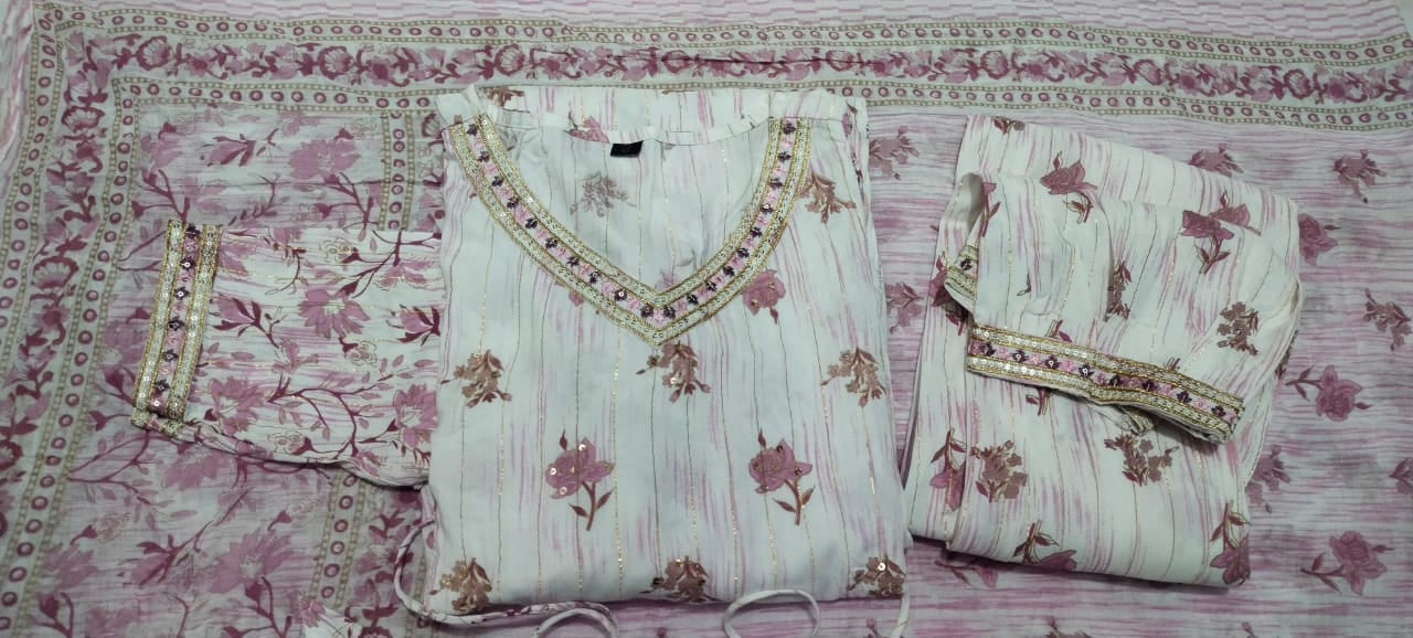 Enchanting Mauve Floral Afghani Suit Set with Handwork and Tassels