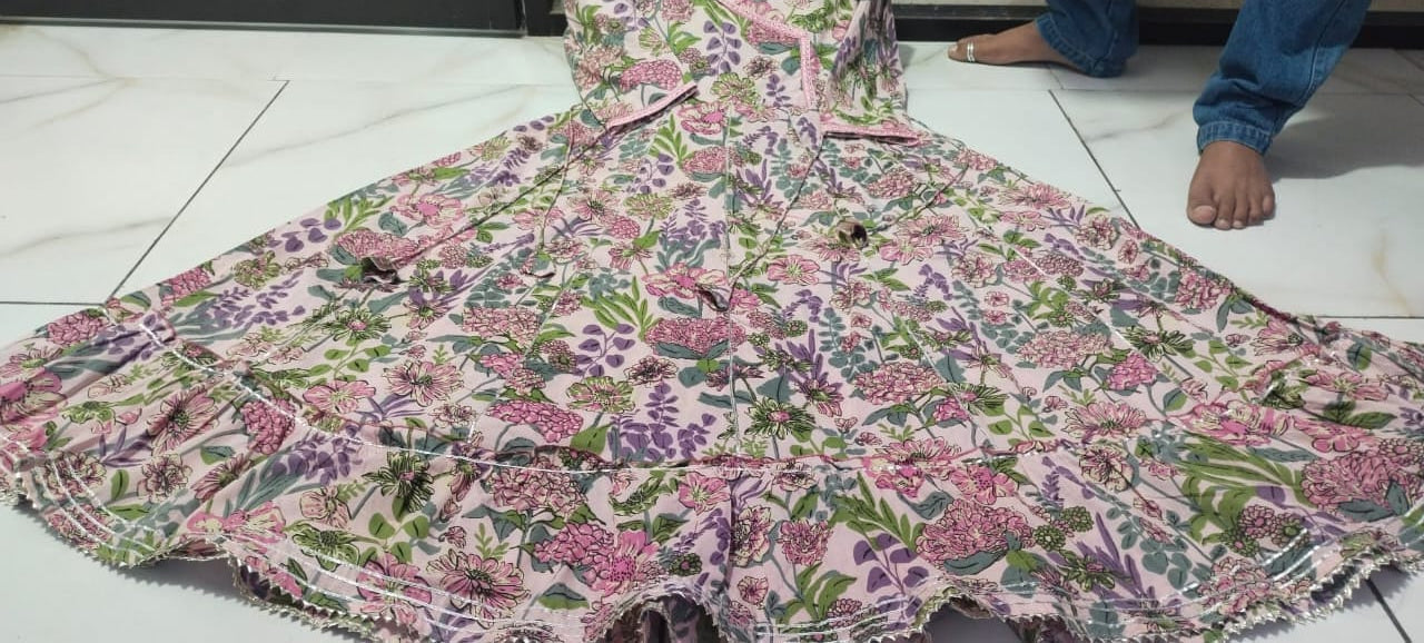 Cotton Gown with Embroidery and Angrakha style