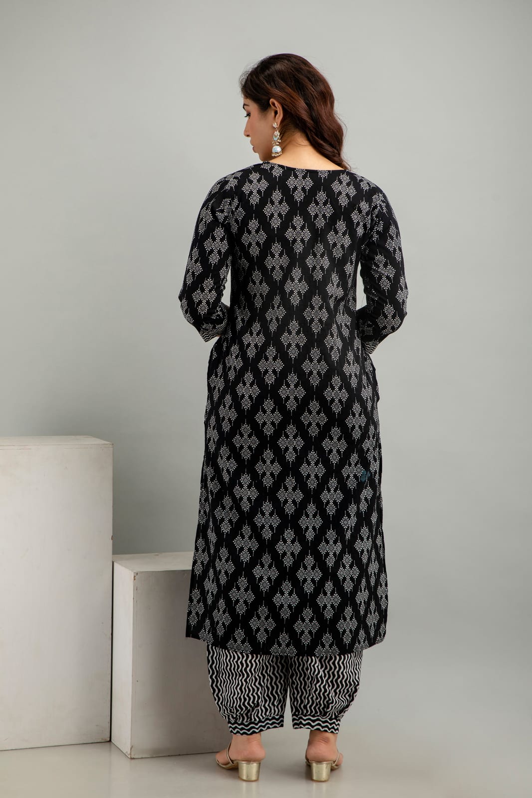 Sanganeri Block Print Cotton Kurta Set with Afghani Pant