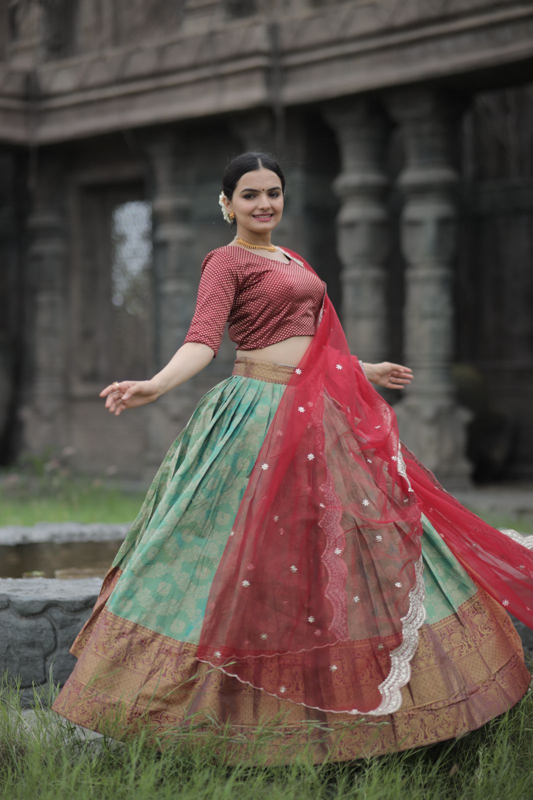 Exclusive Green Color Kanjivaram Silk Lehenga Choli