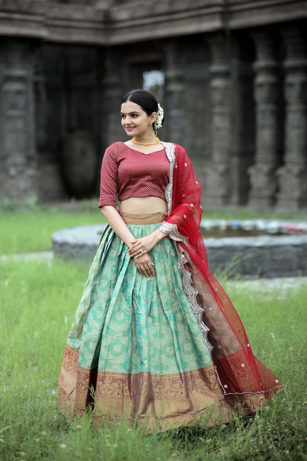 Exclusive Green Color Kanjivaram Silk Lehenga Choli