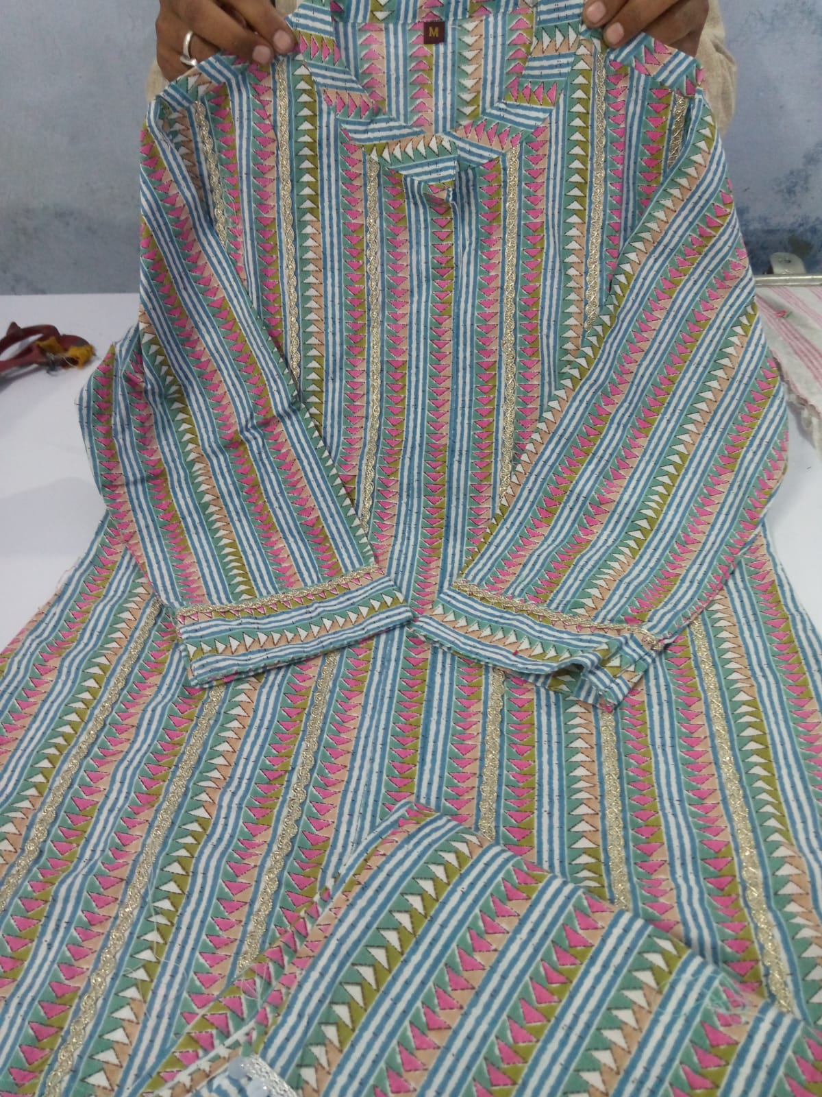 Cotton Cord Set with Print and Patti Work