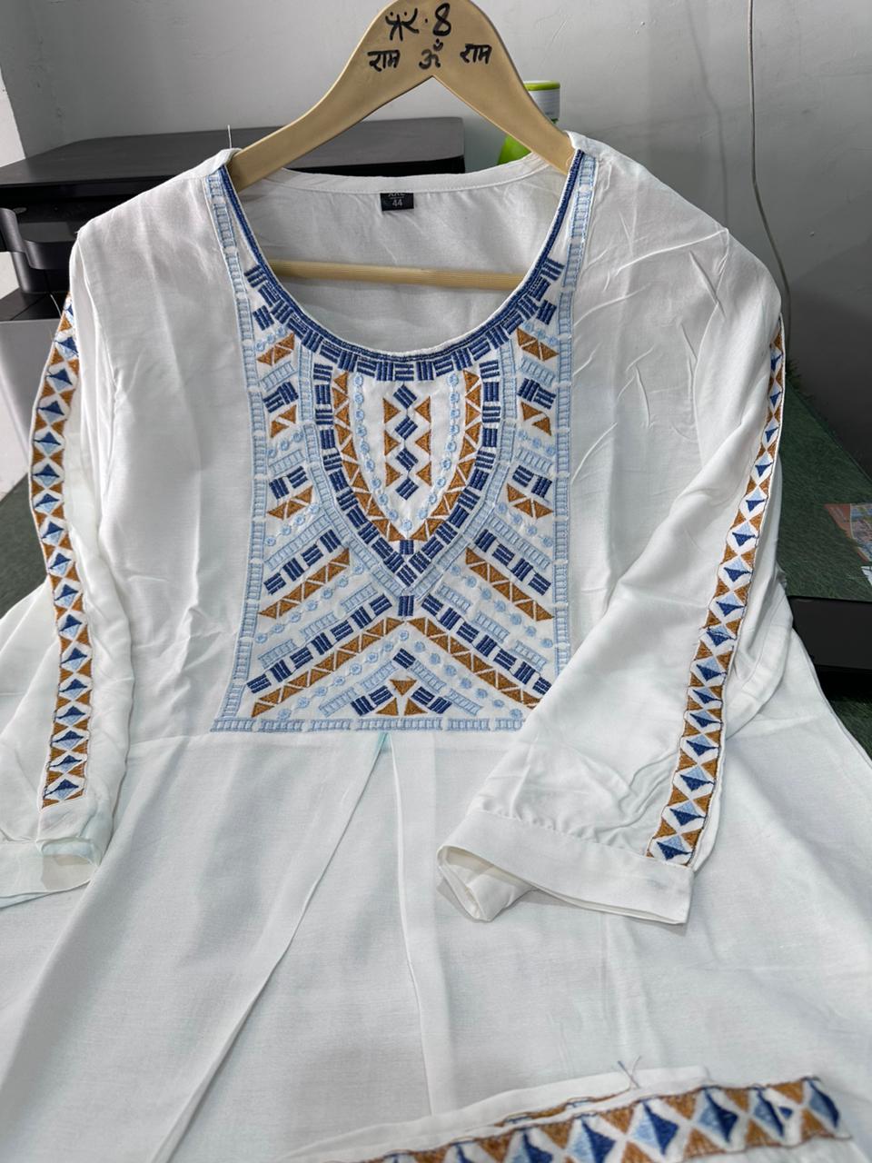 Rayon Co-Ord Set with Kurti Palazzo Embroidery