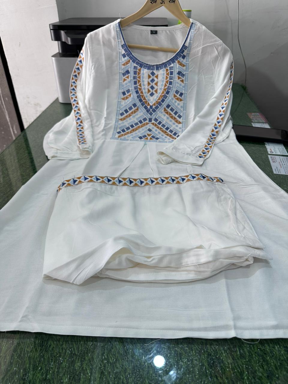Rayon Co-Ord Set with Kurti Palazzo Embroidery