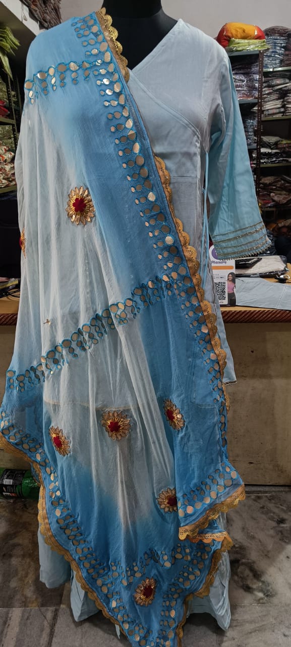Kassia Gotapatti Sharara Set: Angrakha Kurta, Tiered Sharara, and Nazmeen Gotawork Dupatta