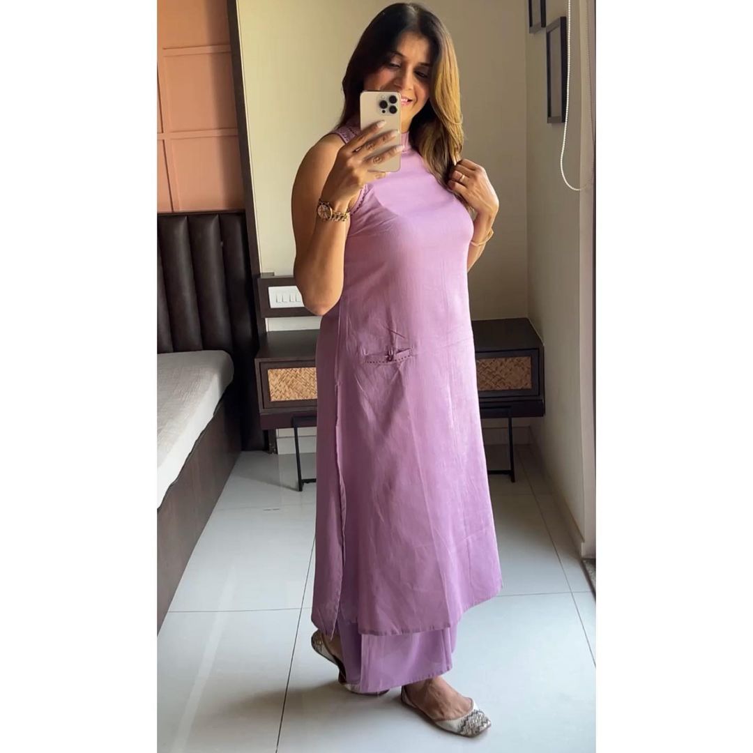 Sleeveless Cotton Work Kurti with Palazzo Set