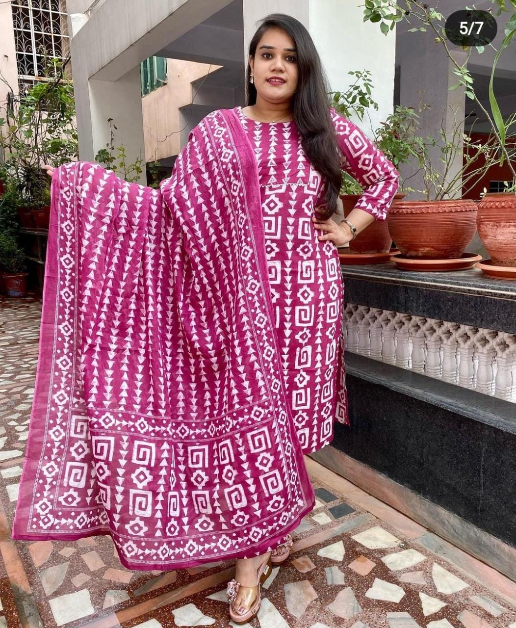 Cotton 60*60 Kurta Set with Sequence Work