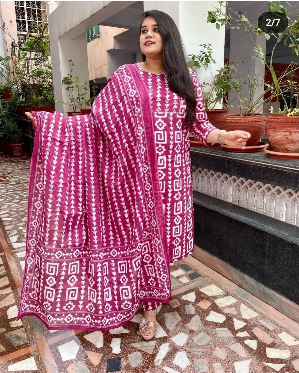 Cotton 60*60 Kurta Set with Sequence Work