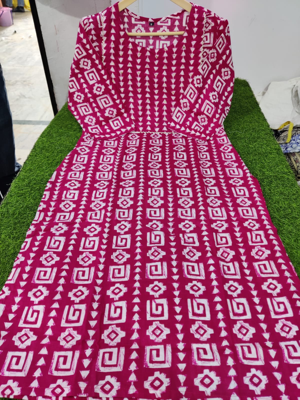 Cotton 60*60 Kurta Set with Sequence Work