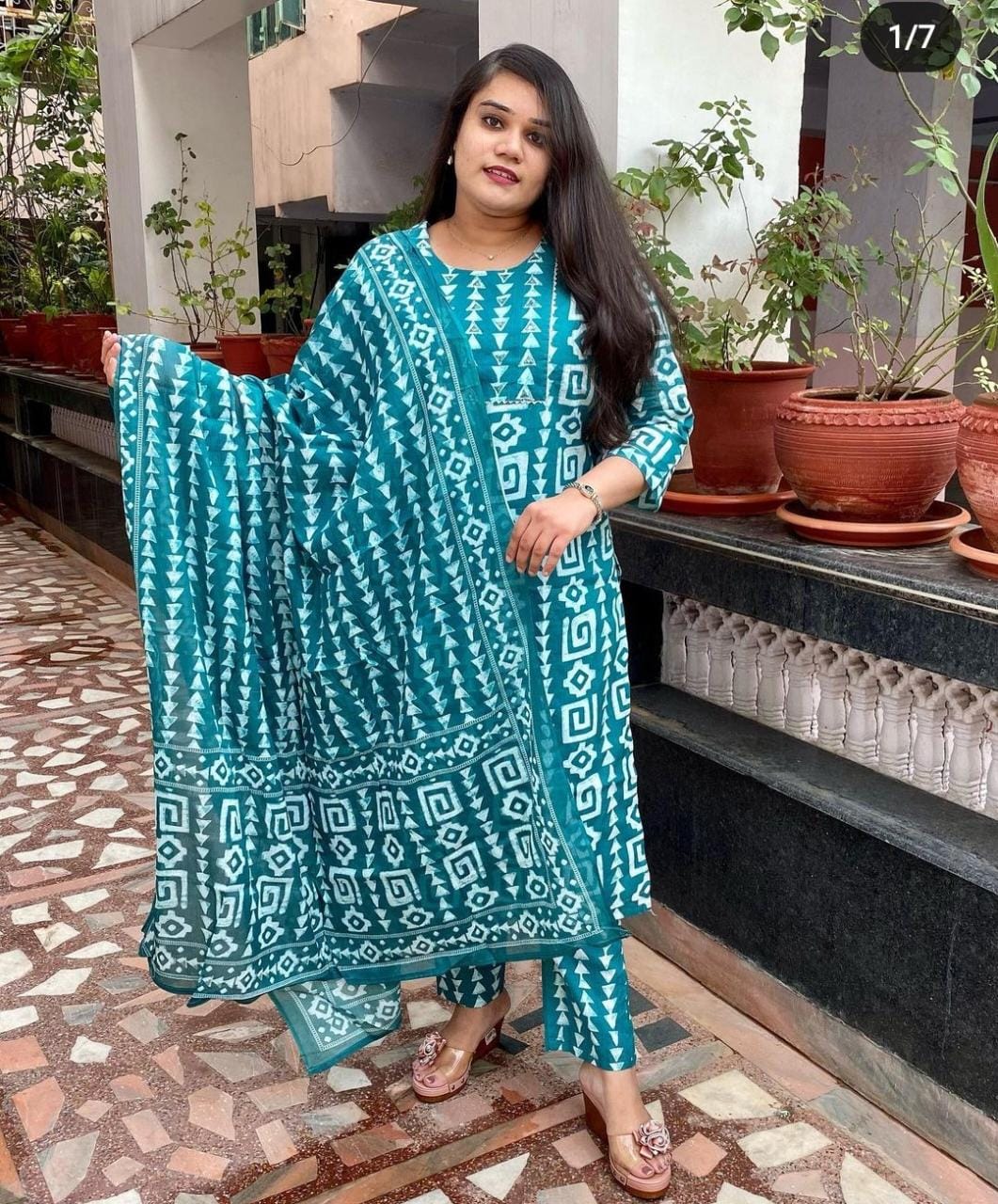 Cotton 60*60 Kurta Set with Sequence Work