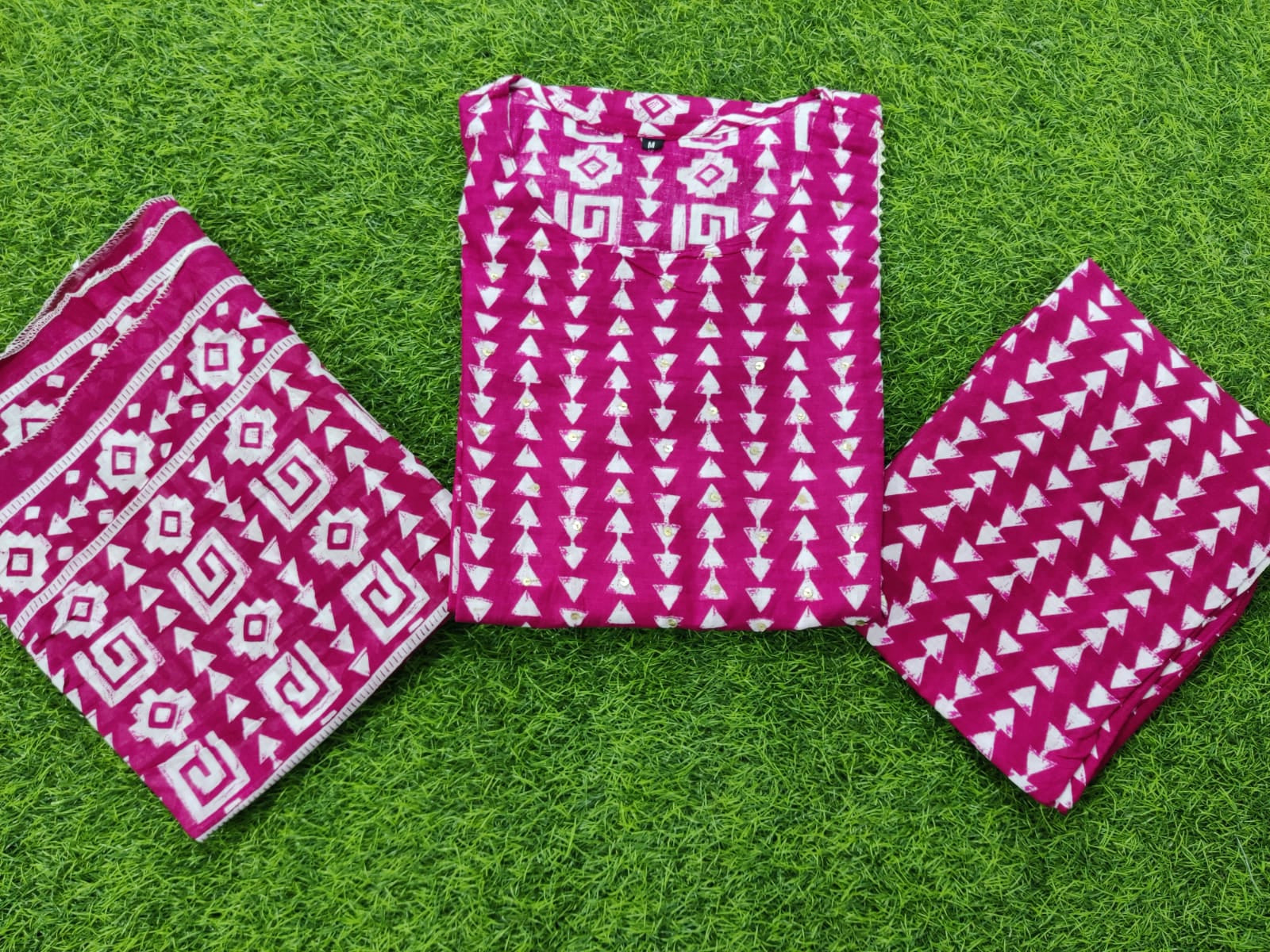 Cotton 60*60 Kurta Set with Sequence Work