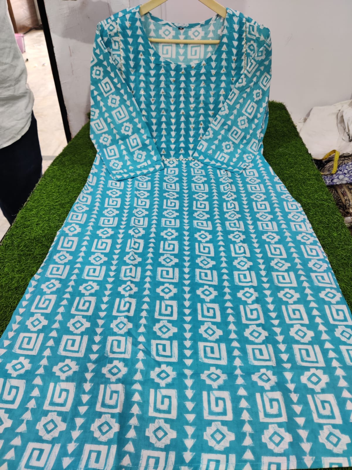 Cotton 60*60 Kurta Set with Sequence Work